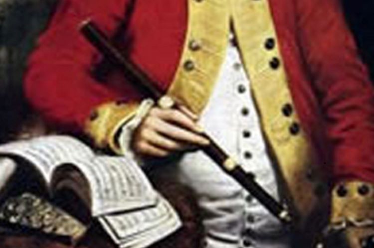 General John Reid detail from portrait, holding a flute