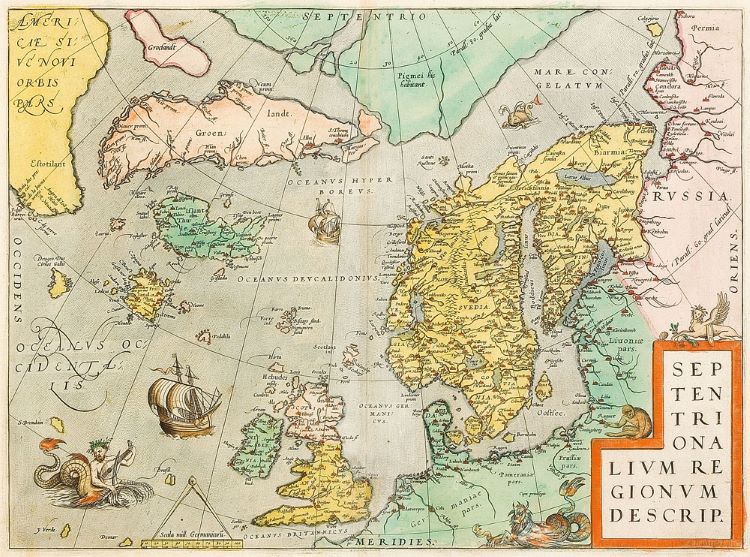 17th century map of the British isles, Atlantic, and Scandinavia
