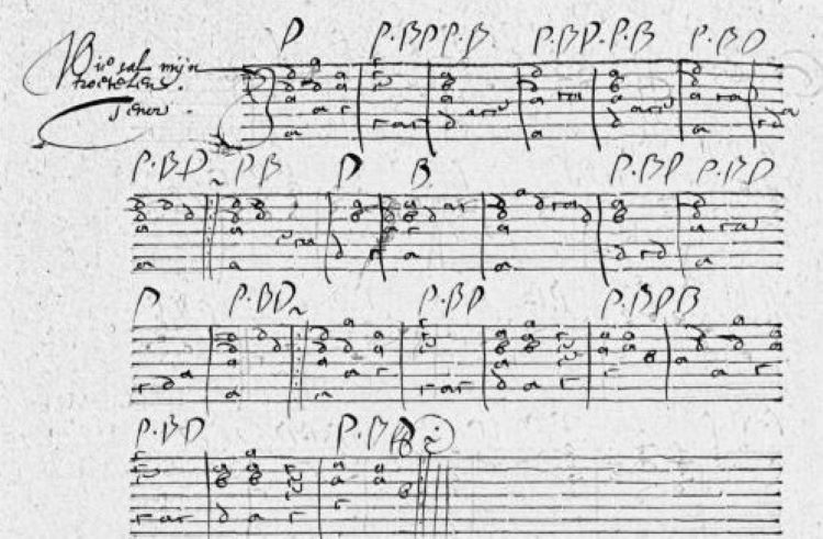 17th century lute tablature handwritten