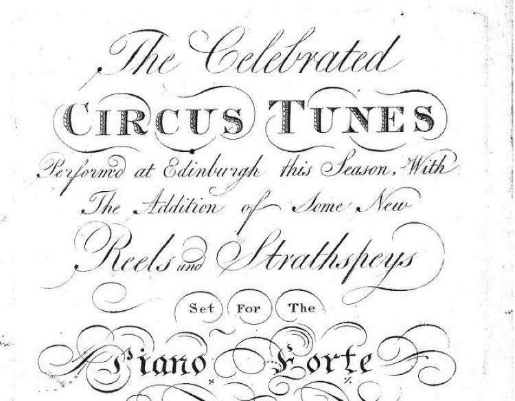 cover page of a book of Circus tunes, reels and strathspeys published in 1791