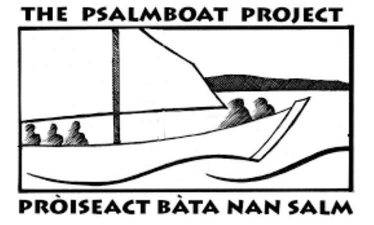 Drawing of a sail boat with The Psalmboat project or Bata Nan Salm written on it