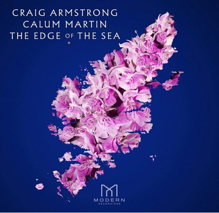 Record cover, Isle of Lewis made in flower petals surrounded by Sea, Craig Armstrong and Calum Martin The Edge of the Sea